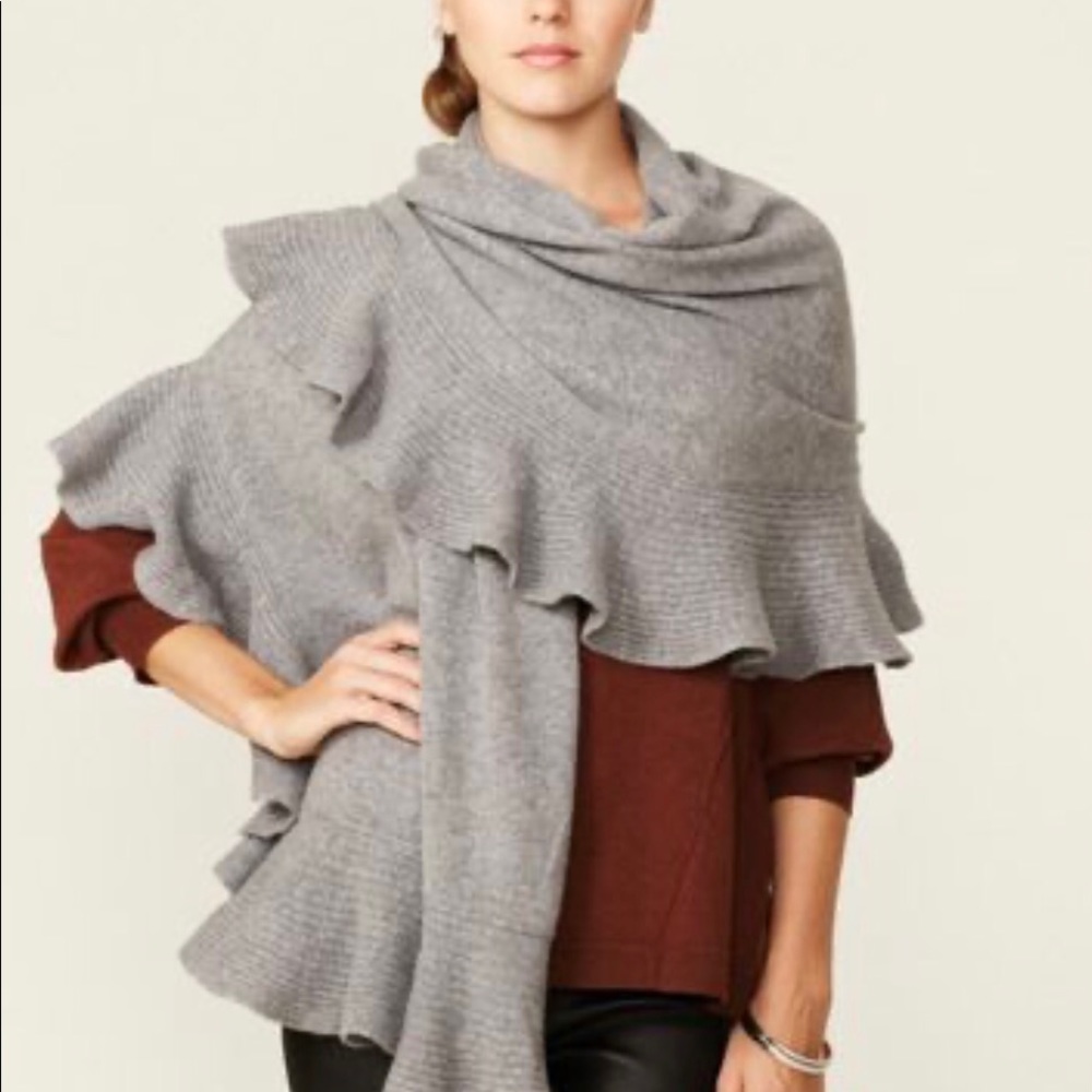 Magaschoni cashmere ruffle shawl.